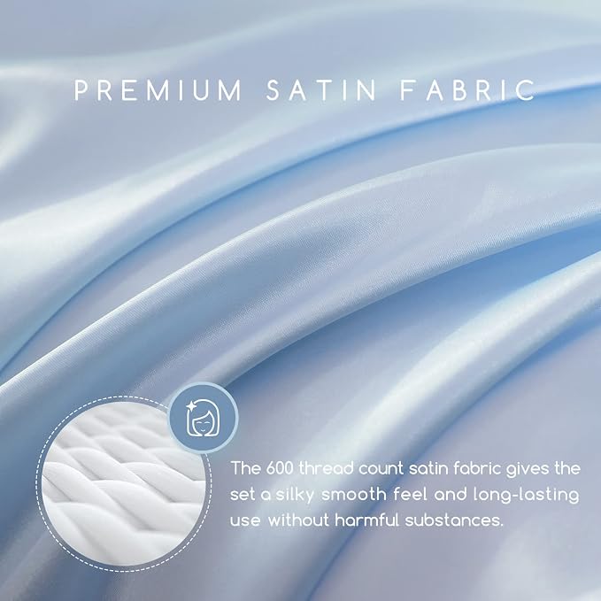 MR&HM Satin Bed Sheets, Twin XL Size Sheets Set - Image 2