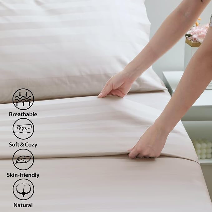 2-Pack Cotton Queen Flat Sheet Only, 600 Thread Count 100% Egyptian Cotton Top - Image 3
