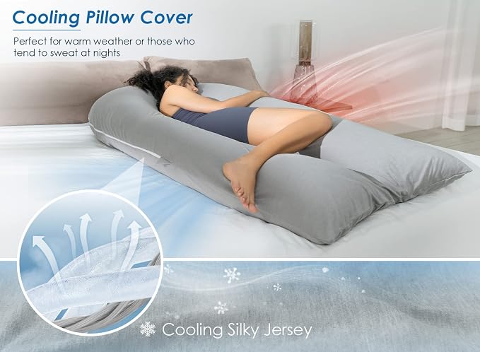 QUEEN ROSE Extra Long U Shaped Body Pillow, Cooling Pregnancy Pillows - Image 3