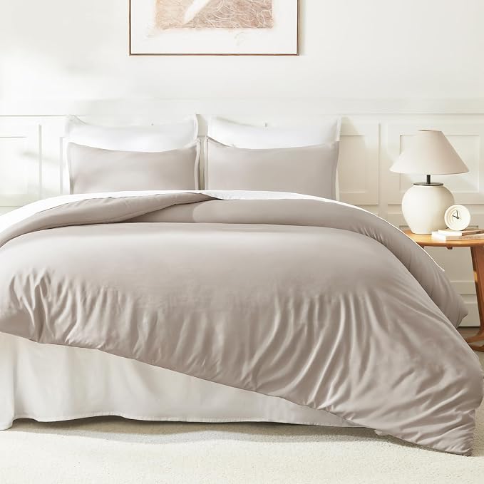 Litanika Oversized King Comforter 120x98, 3 Pieces Linen Lightweight Solid - Image 6
