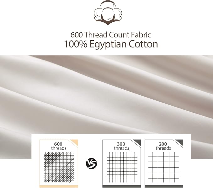 King Size Fitted Sheet Only Light Beige, 100% Egyptian Cotton 600 Thread Count - Image 6
