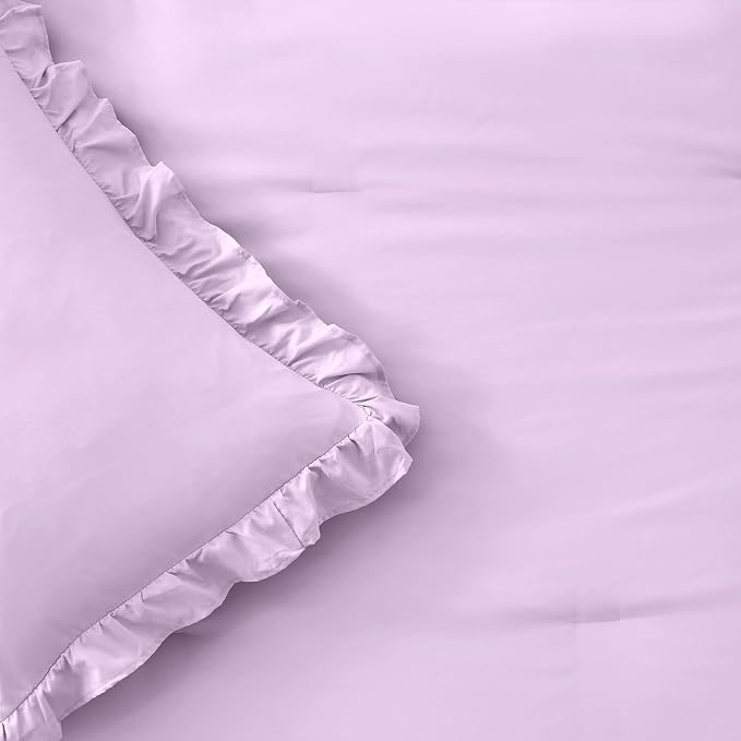 FUANNA King Size Comforter Set Lavender, 3 Pieces Ruffle King Bedding Set - Image 8
