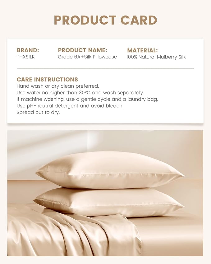THXSILK Set of 2 100% Mulberry Silk Pillowcases - Image 8