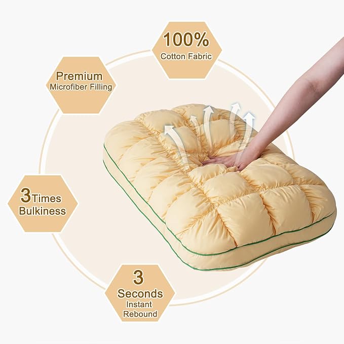 YOUR MOON Fluffy Support Bed Pillow King Size, Super Soft Premium Down - Image 3
