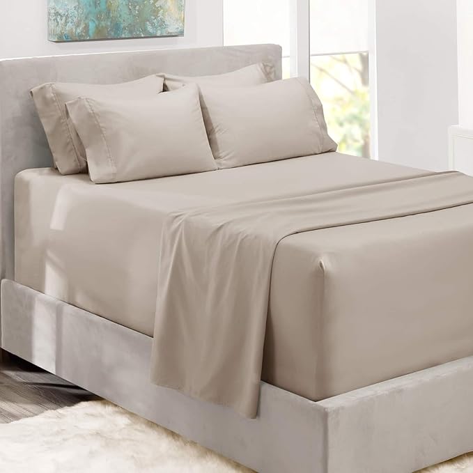 Hearth & Harbor Bed Sheets, Luxury Soft 6 Piece Bed Sheet Set Extra Deep Pocket by HearthHarbor