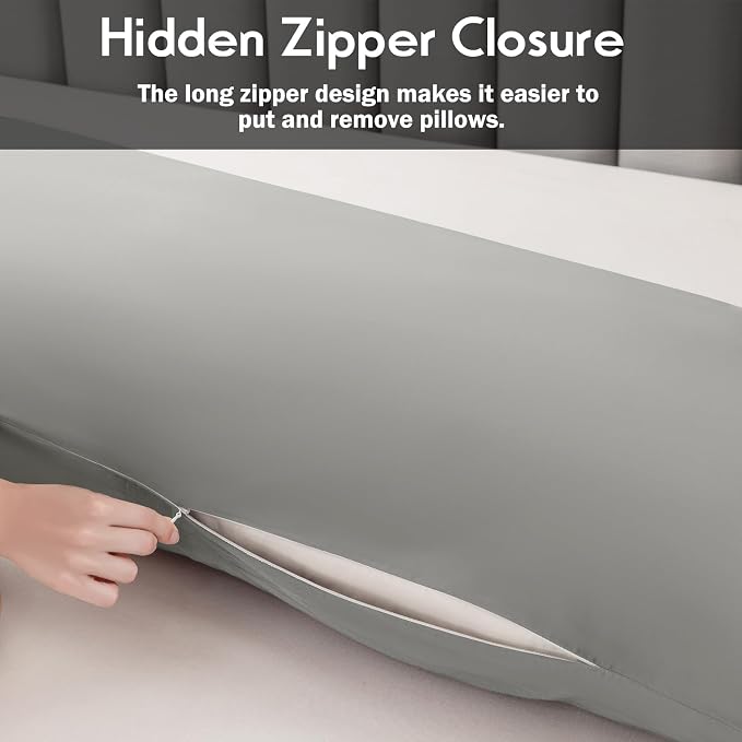 Body Pillowcase with Zipper Cooling Viscose from Bamboo Zippered Pillowcases - Image 2