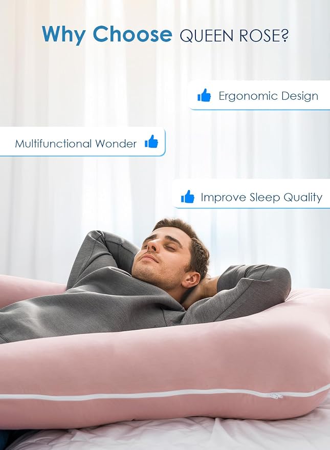 QUEEN ROSE Extra Long Pregnancy Pillows, 60 Inch U Shaped Body Pillow - Image 7