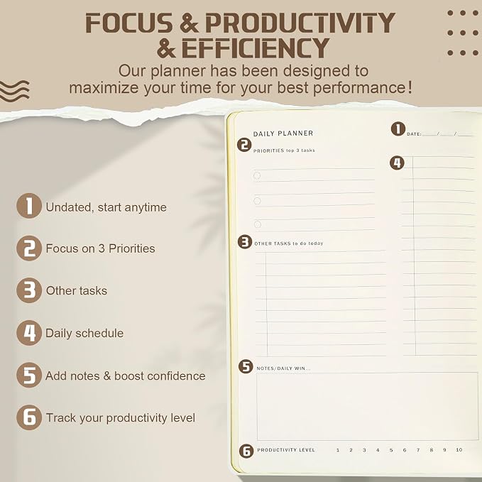 Productivity 3-month Planner Undated Daily Weekly Monthly Planner - Image 3