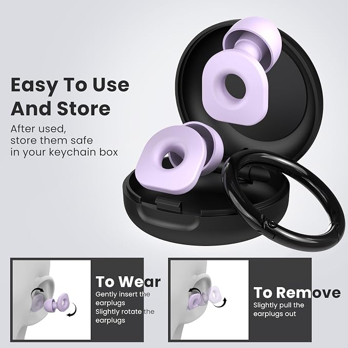 2 Pairs of Earplugs for Sleeping, Reusable Hearing Protection Ear Plugs - Image 3