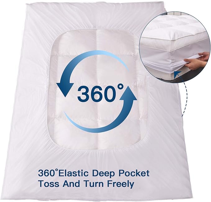 ELEMUSE Twin XL Size Fusion Goose Down Featherbed Mattress Topper - Image 4