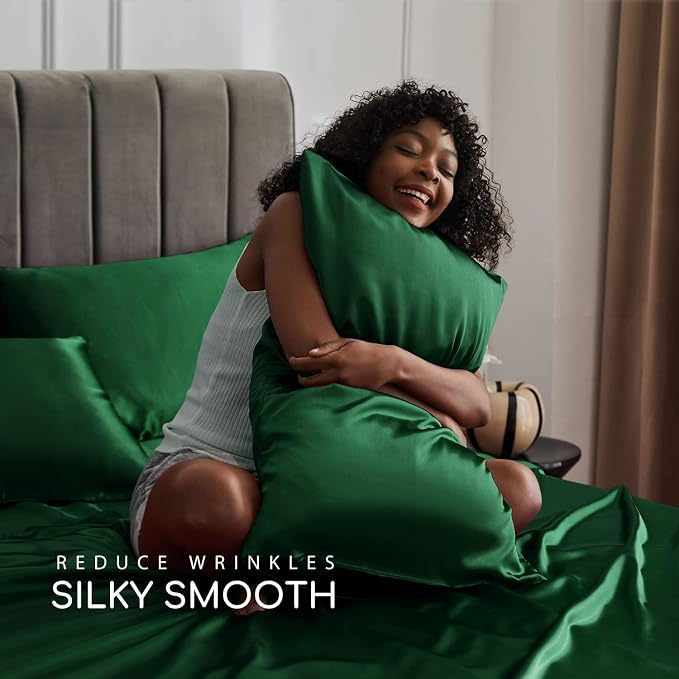 MR&HM Satin Bed Sheets, Queen Size Sheets Set - Image 4