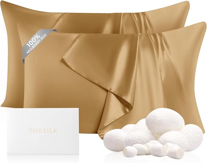 THXSILK Set of 2 100% Pure Mulberry Silk Pillowcases by THXSILK