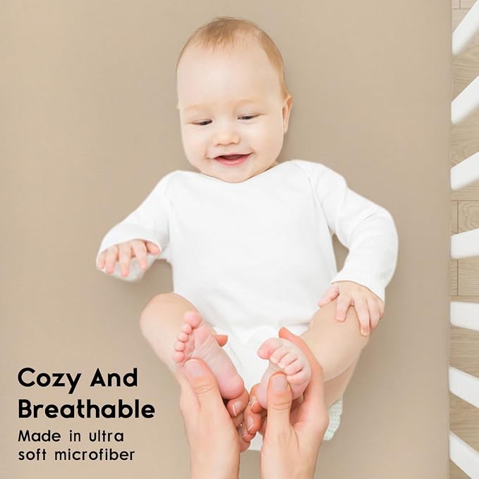Yoofoss Pack and Play Sheets Fitted, Mini Crib Sheets 2-Pack - Image 4