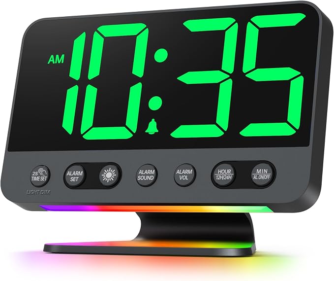 Odokee Digital Alarm Clocks for Bedrooms: Large Bold Number 5 Brightness Dimmer by Odokee