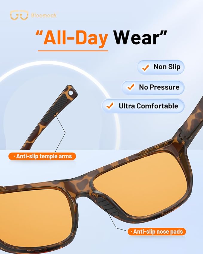 Bloomoak 100% Red Lens Blue Green Light Blocking Glasses- Dual AR Coatings - Image 5