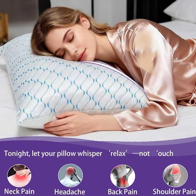 VAINOC Memory Foam Pillows King Size Set of 2, Adjustable Cooling Firm Pillow - Image 5