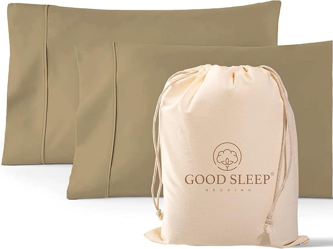 1000 TC Taupe King Pillowcases Set of 2 100% Egyptian Cotton Pillow Cases by GoodSleepBedding