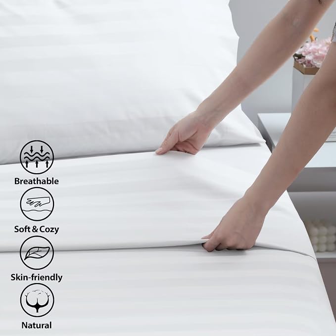 2-Pack Cotton King Flat Sheet Only, 600 Thread Count 100% Egyptian Cotton Top - Image 3