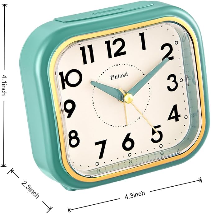 Tinload 4.3" Vintage Retro Analog Alarm Clock, Super Silent Non Ticking Clock - Image 4