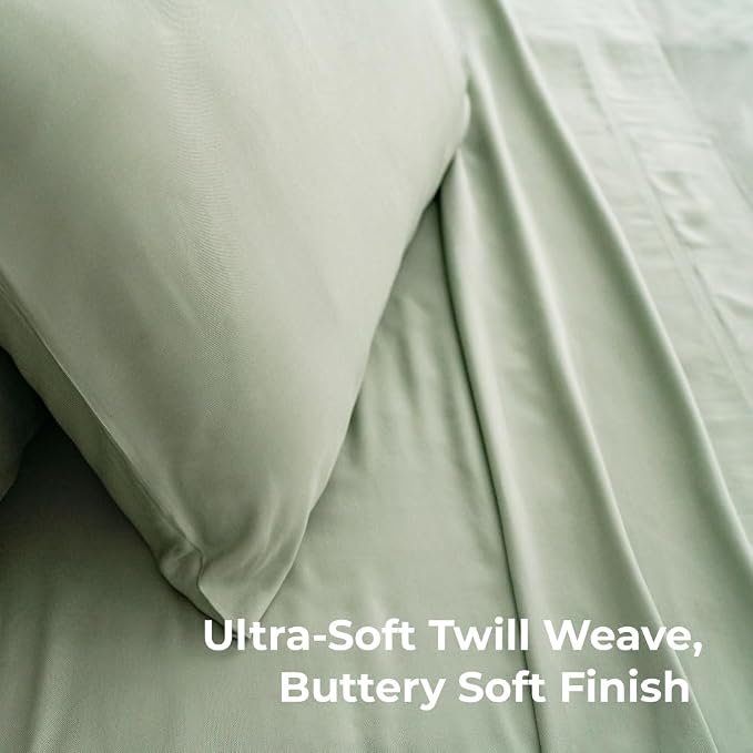 Cariloha Classic 2-Piece Twill Pillowcase Set | Sage | Standard | Viscose - Image 2