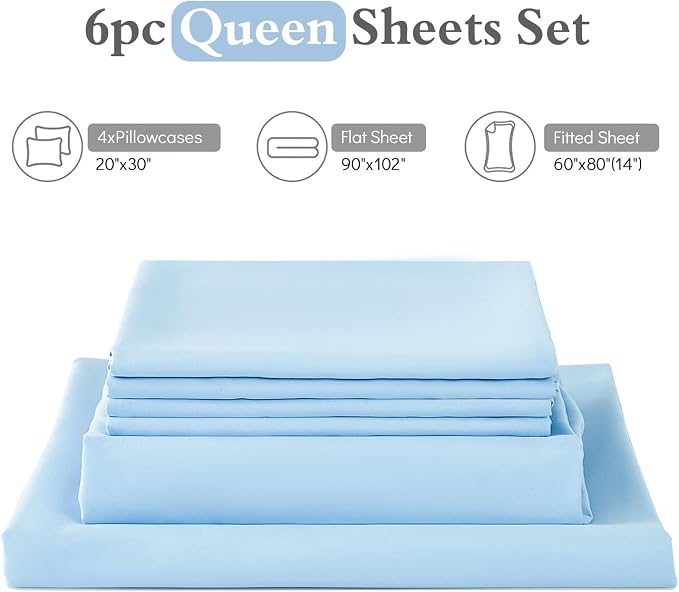 ILAVANDE Queen Sheets Set 6 Piece, Hotel Luxury Super Soft 1800 Series - Image 7