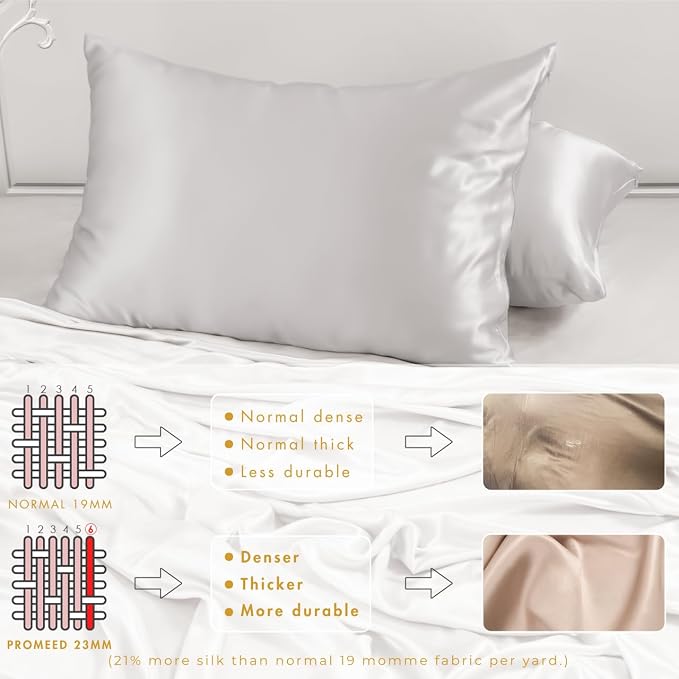 PROMEED 100% Mulberry Silk Pillowcase 2 Pack, Upgraded 3rd Generation Silk - Image 5