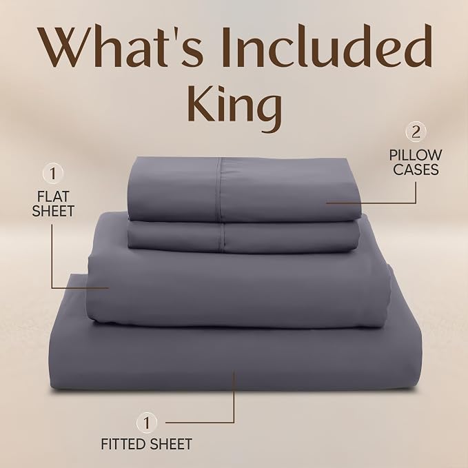Utopia Bedding King Size Sheet Set – 4 Piece Bed Sheets, Soft and Breathable - Image 3
