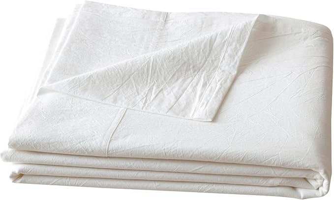 BESTOUCH Flat Sheet Only 100% Washed Cotton Linen Feel Wrinkle-Free, by BESTOUCH