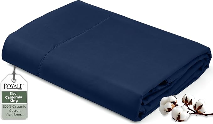 Royale Linens 100% Organic Cotton California King Flat Sheet Only by ROYALELINENS