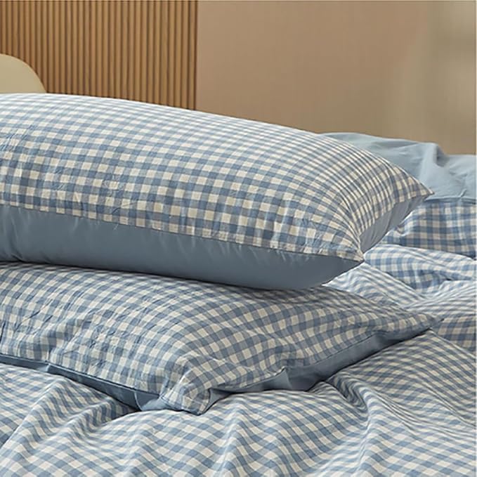Nayoroom Blue Gingham Duvet Cover Queen Size 100% Washed Cotton Duvet Cover 3 - Image 7