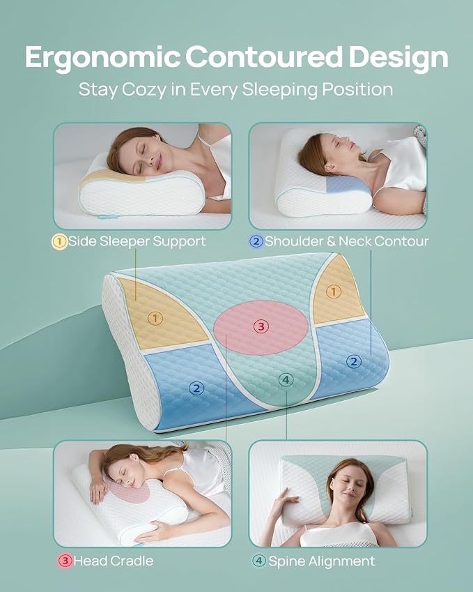 Releep Cervical Neck Pillow, Side Sleeper Pillow - Image 8