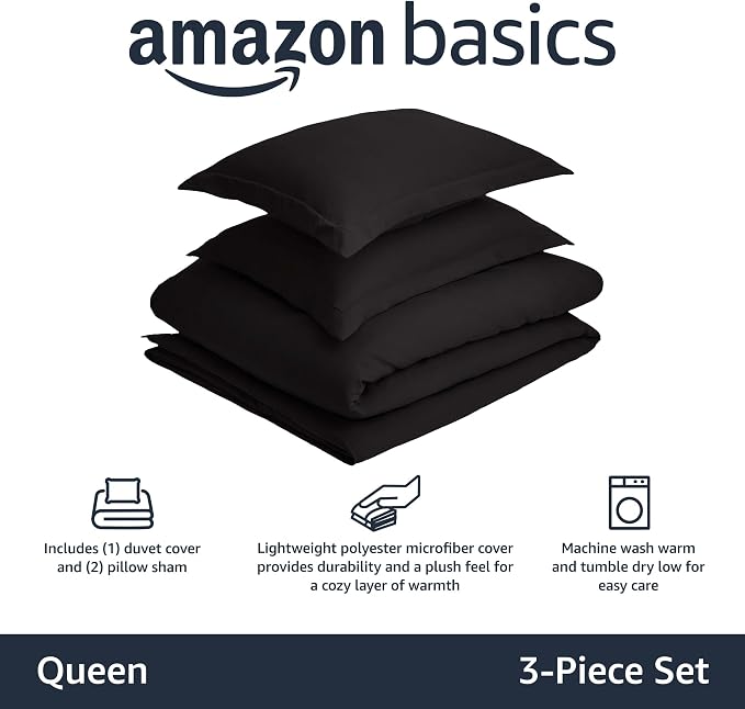 Amazon Basics Lightweight Microfiber 3-Piece Duvet Cover Set - Image 2