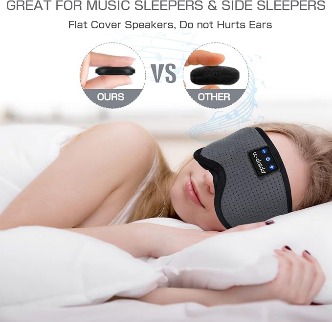 LC-dolida Sleep Headphones, Sleep Mask Bluetooth Wireless Music Eye Mask - Image 3