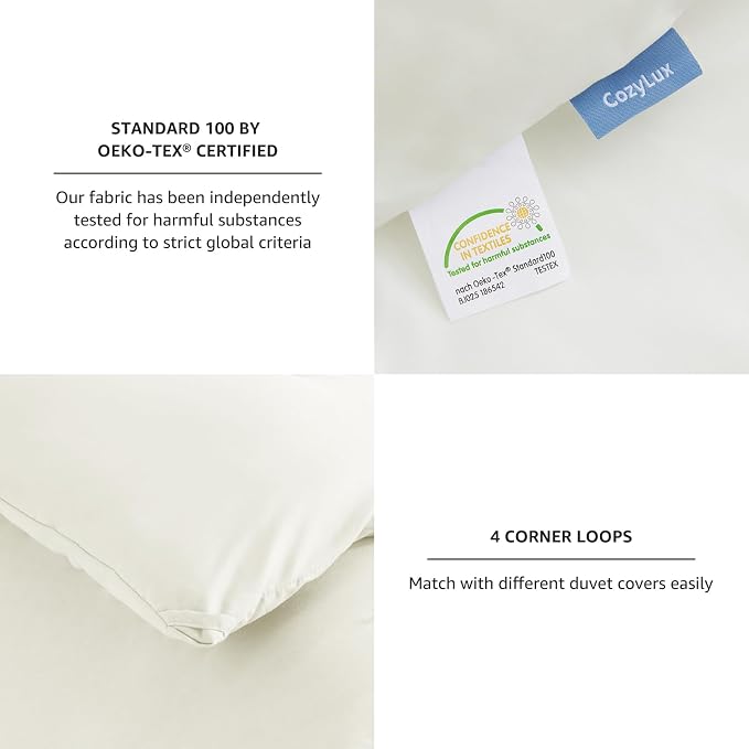 CozyLux Queen Comforter Set Ivory, 3 Pieces Solid Comforters Queen Size - Image 4