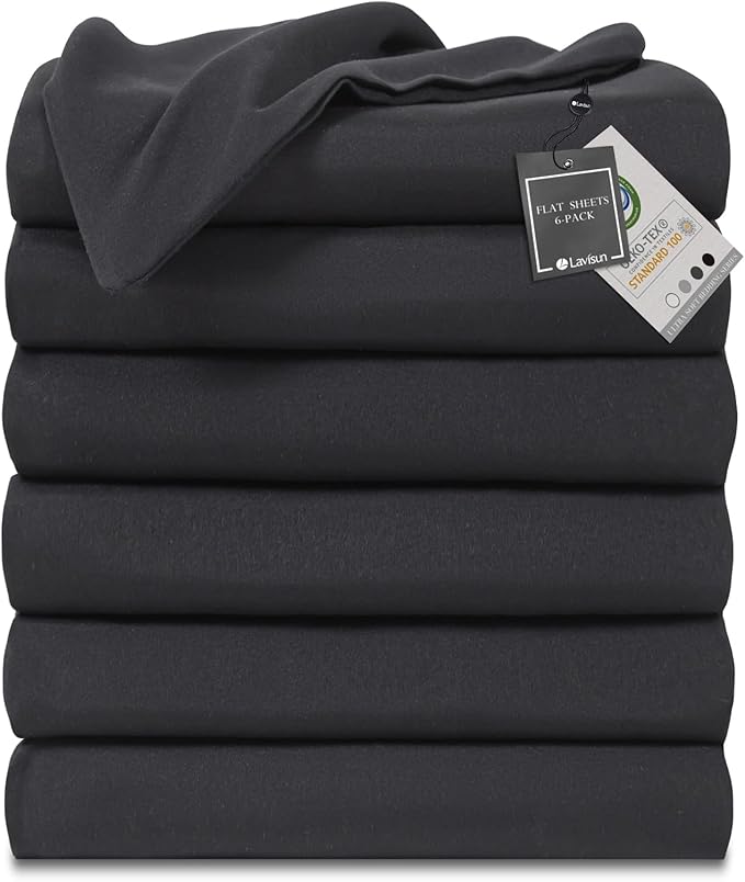 Lavisun Twin XL Flat Sheets only, 6 Pack Bulk Top Sheets by Lavisun