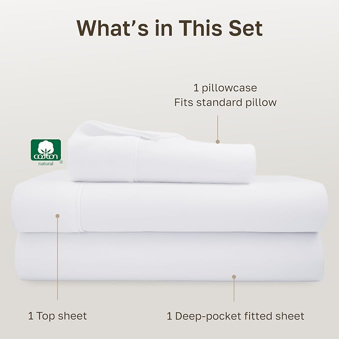California Design Den Soft 100% Cotton Twin Sheet Set, 400 Thread Count Good - Image 4