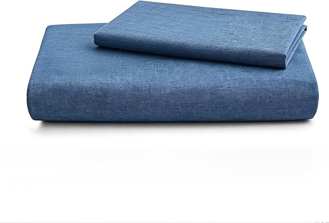 LOVQUE 100% Washed Cotton Duvet Cover Twin Size, Denim Blue Fade-Resistant - Image 7