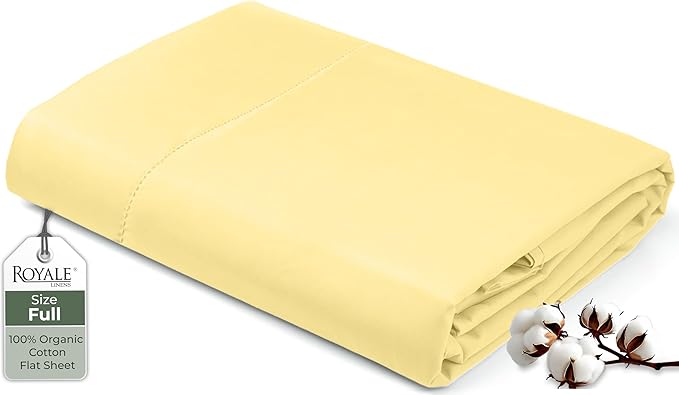 Royale Linens 100% Organic Cotton Full Flat Sheet Only by ROYALELINENS