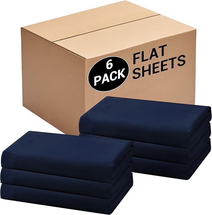 Bulk Twin Flat Sheets Only, 6 Pack Quick Sort Top Bed Sheet, Color-Coded Label by Culve