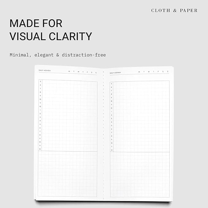 Cloth & Paper Travel Notebook | Daily Planner Agenda – Aspen | A5 Slim Planner - Image 2
