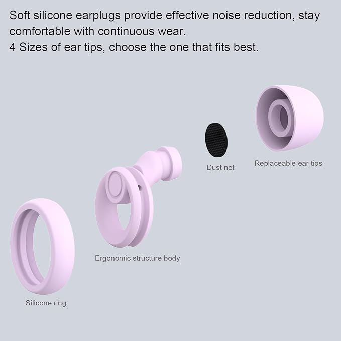 Jayine Ear Plugs for Noise Reduction, Reusable Concert Earplugs Hearing - Image 4