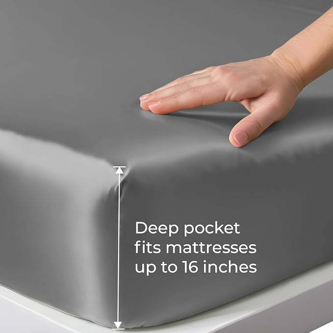 LINENWALAS Fitted Sheet Only Viscose Derived from Bamboo, Bottom Sheet - Image 3