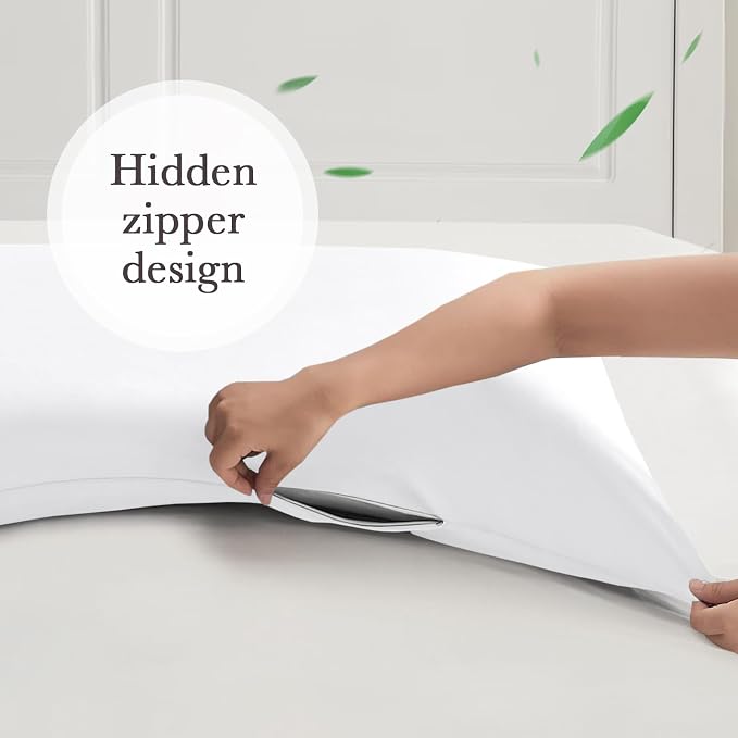 Curved Pillow Case Queen Size, Side Sleeper Pillow Cases Cover Cooling Rayon - Image 6