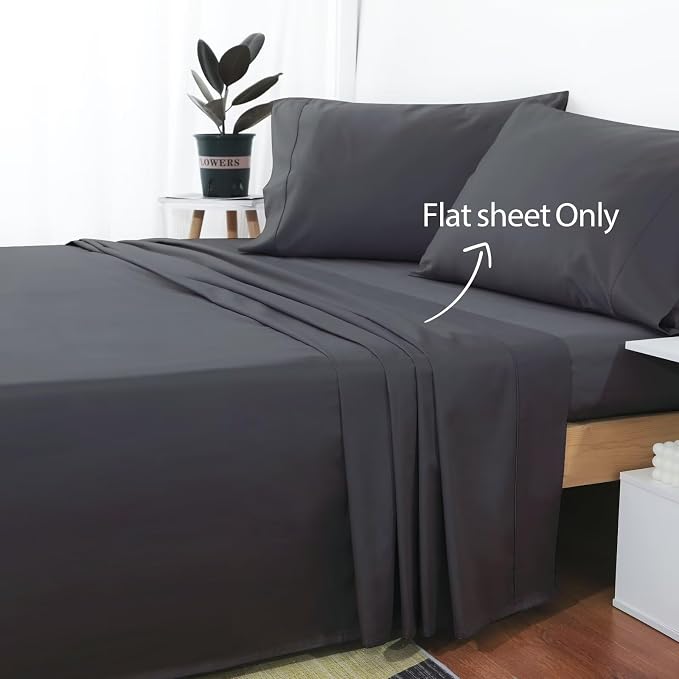 2-Pack Cotton King Flat Sheet Only, 600 Thread Count 100% Egyptian Cotton Top - Image 2