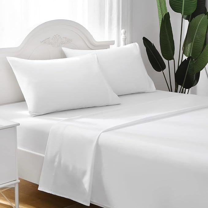 ILAVANDE White Sheets Set 4 Piece, Hotel Luxury Super Soft 1800 Series by ILAVANDEforYourBedHome