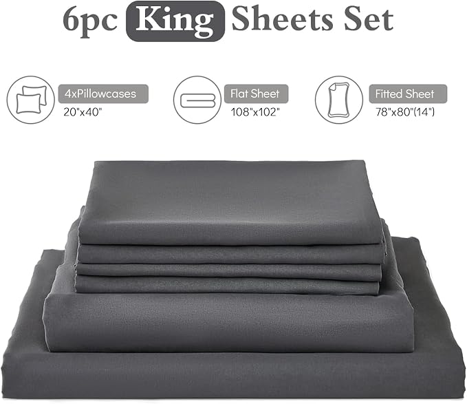 ILAVANDE King Size Sheets Set 6 Piece, Hotel Luxury Super Soft 1800 Series - Image 7