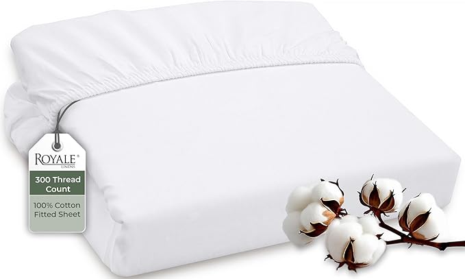 ROYALE LINENS 300 Thread Count 100% Long Staple Combed Cotton Fitted Sheet by ROYALELINENS