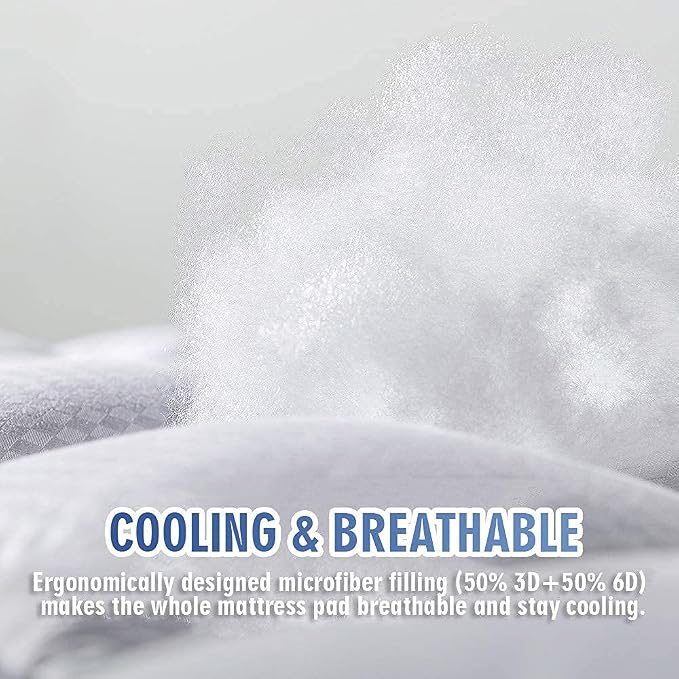 MATBEBY Bedding Quilted Fitted Full Mattress Pad Cooling Breathable Fluffy Soft - Image 3