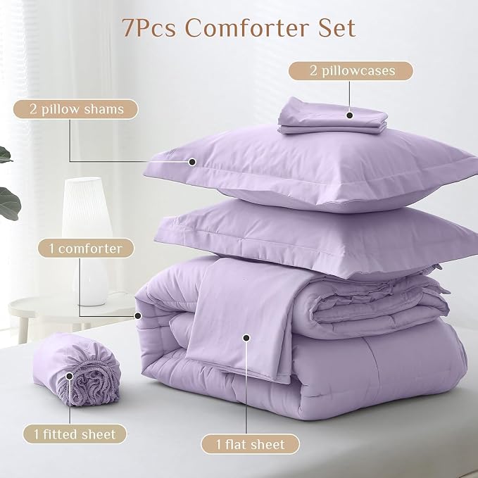 JOLLYVOGUE Queen Comforter Set, Ultra-Soft Bed in a Bag Queen Size 7 Pieces - Image 5