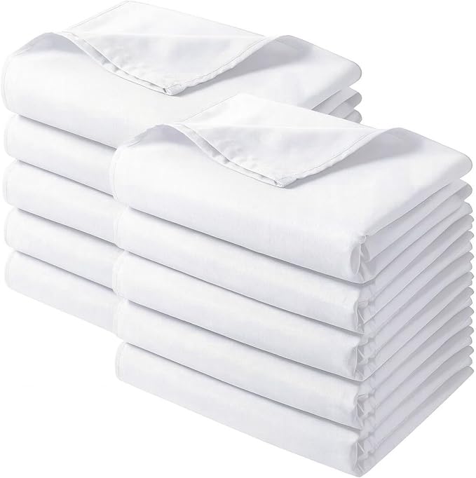 Preboun 20 Pcs White Flat Sheets Bulk Twin Size Soft Microfiber Top Flat by Preboun